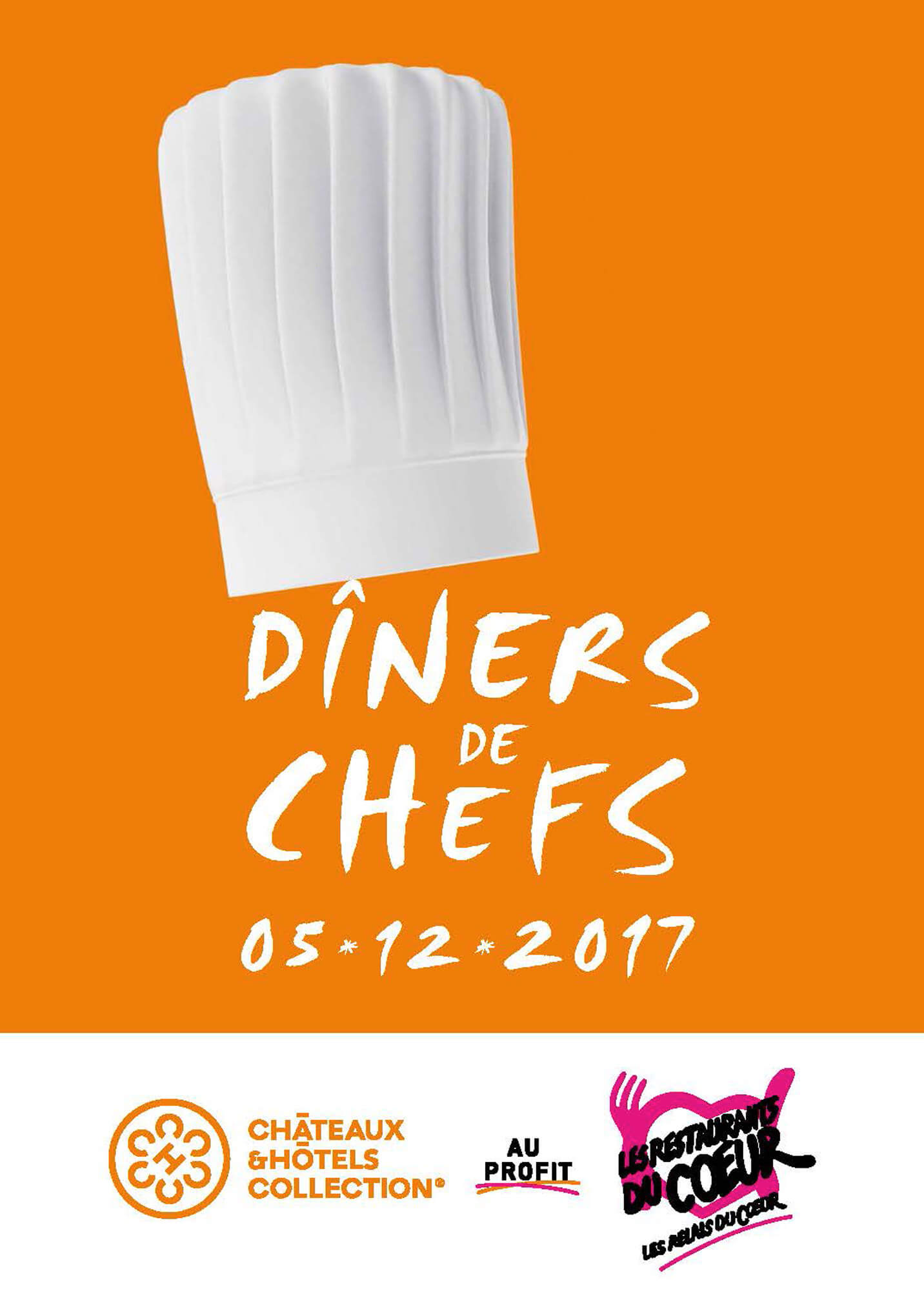 Les Dîners de Chefs au profit des Restaurant du Coeur auront lieu le 5 décembre 2017