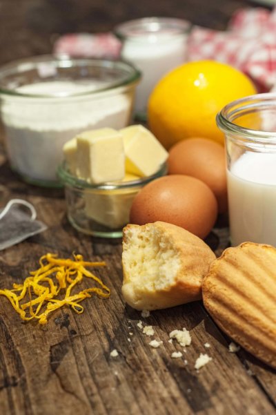 Photo de détail ingrédients pour la préparation de Madeleines