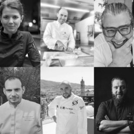 Montage photo noir et blanc de six chefs des Collectionneurs