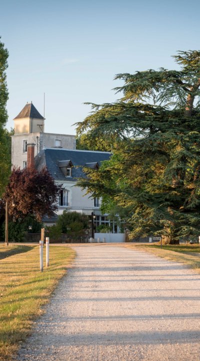 Entrée d'un domaine avec allée arborée